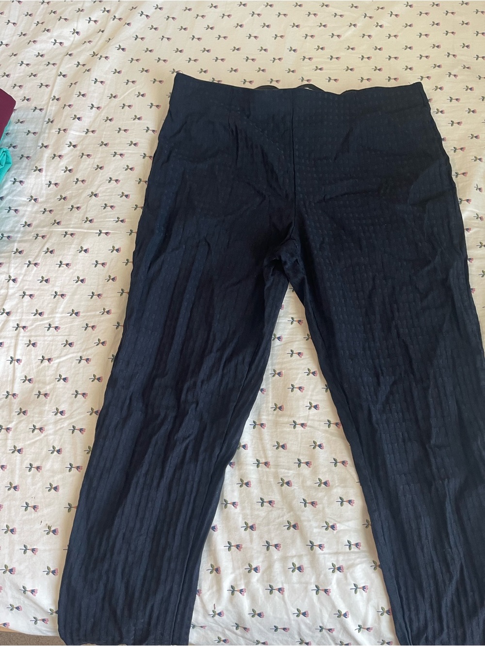Black Textured Pull-On Pants Calvin Klein